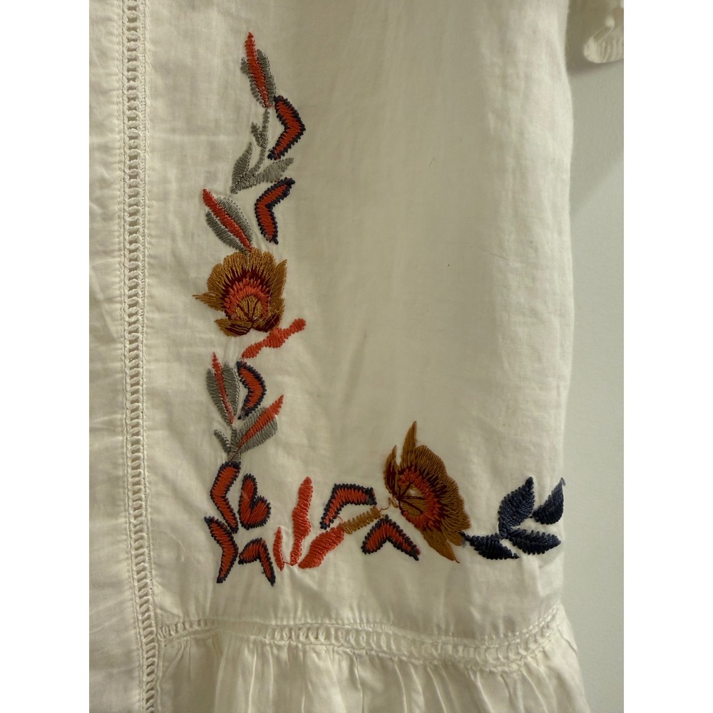 Free People Floral Embroidered Ruffle Sleeve Mini Dress Bell Small Romantic - Picture 8 of 12